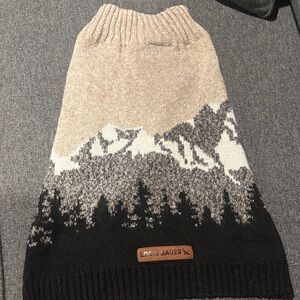 Eddie Bauer Beige Black Mountain Knit Dog Sweater